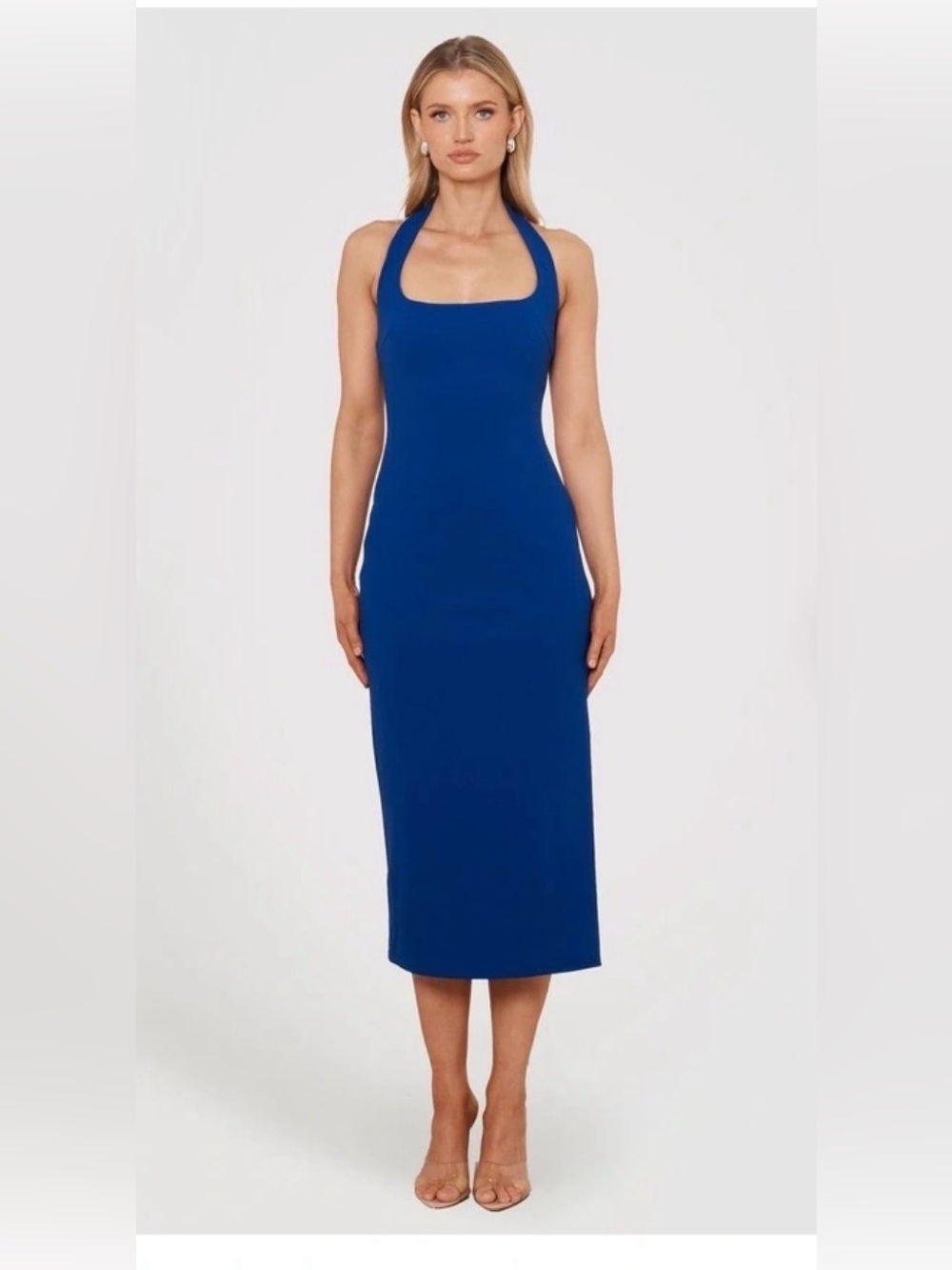 Blue Halter Midi Dress
